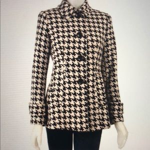 ANNE KLEIN Brown & Cream Houndstooth Jacket